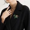 Chinese New Year Enamel Yuanbao Horse Brooch Green Animal Lapel Pins  New Year Gifts