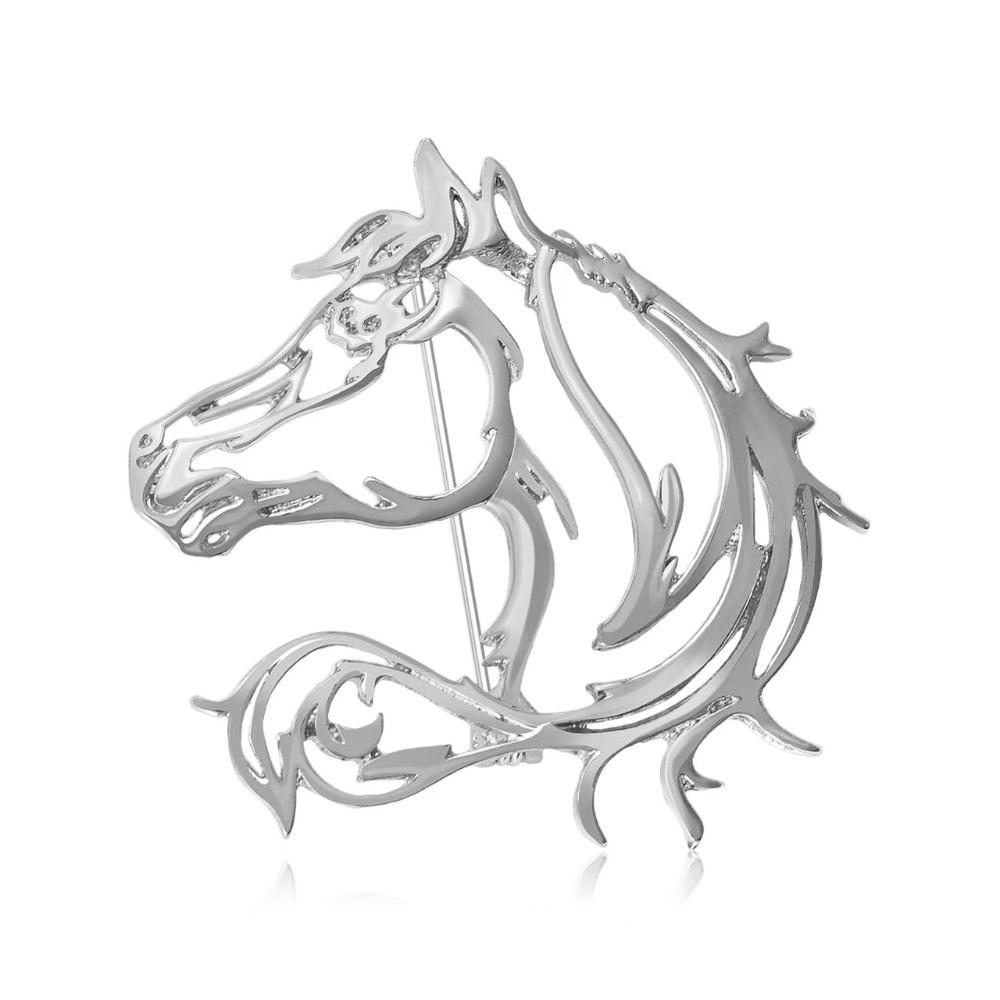 Hollow Out Horse Brooches Metal Horse Head Brooches Unisex Brooch Pins  New Year Gift