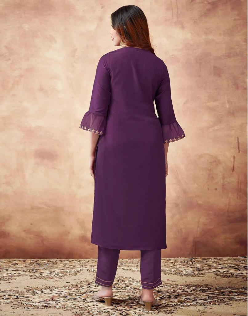 Женский набор Kurta Pant Dupatta из смешанного хлопка Индийский Дизайнерский Нарядный Костюм Kurti Salwar