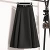 New Autumn and Winter Style Retro High Waist Slim A-line Pleated Skirt Solid Color Mid-length Hip-covering Skirt