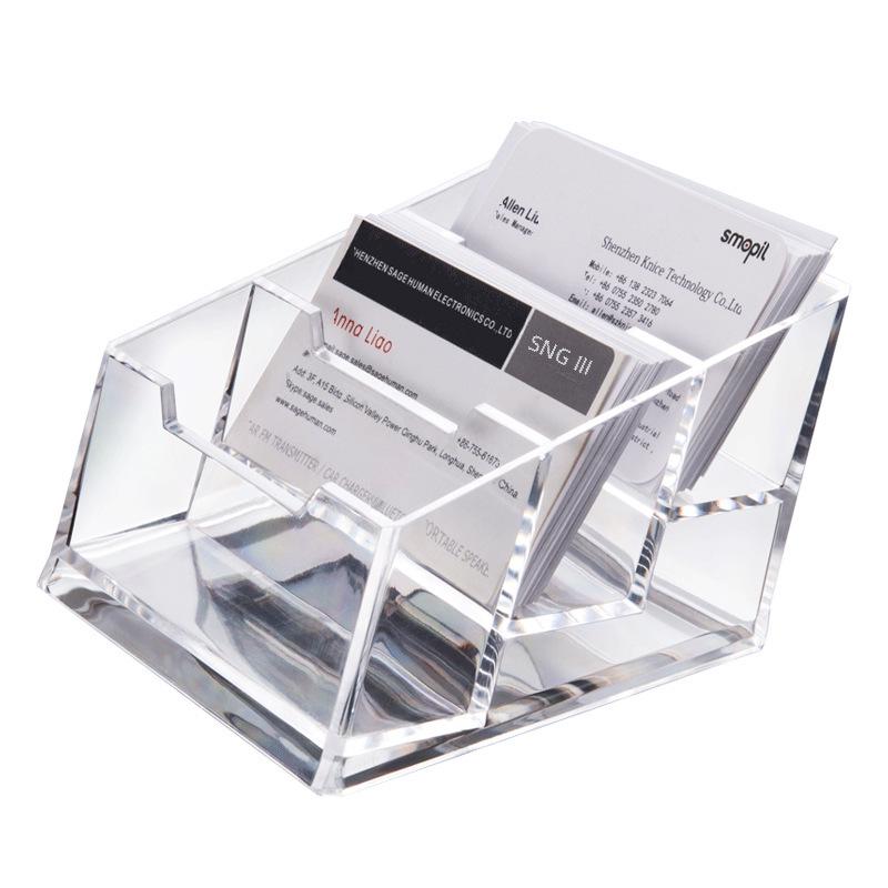 Clear Multi-Layer Plastic Business Card Holder - Desktop Display Box