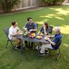 Expandable Outdoor Patio Dining Table, 80-160cm Rectangular Backyard Bistro Tables for 4-6, Aluminum Frame Metal Steel Slat , All-Weather Large