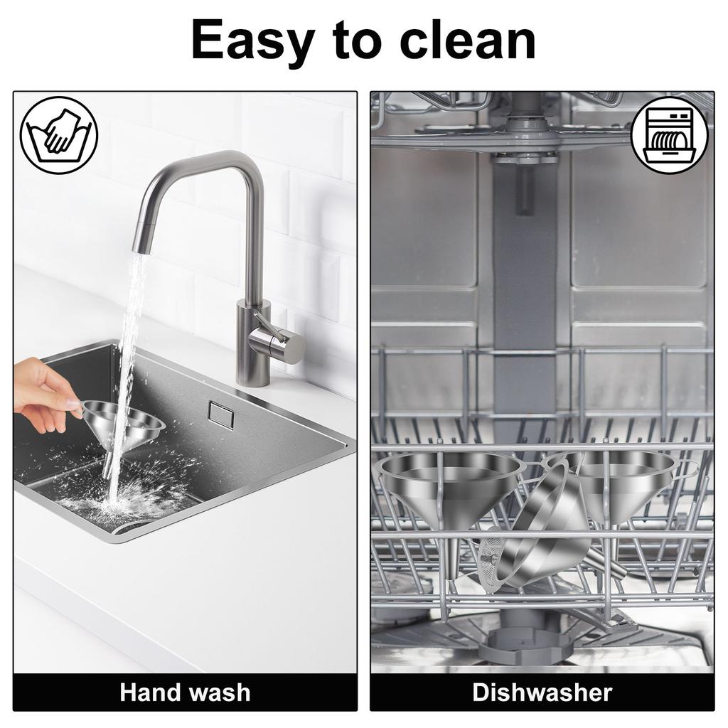 7/14 Pcs Stainless Steel Funnel Kitchen Funnel with Removable Strainer and Handle  Dishwasher Safe Cooking Funnels for Oil Flour