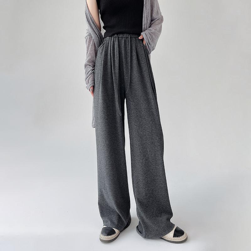 Широкие брюки женские весенне-осенние клейкие рисовые брюки свободные ленивые повседневные брюки с высокой талией корейская уличная одежда