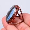 Oval Owyhee Blue Opal Stone Birthday Electroformed Eternity Ring Jewelry Copper V-57