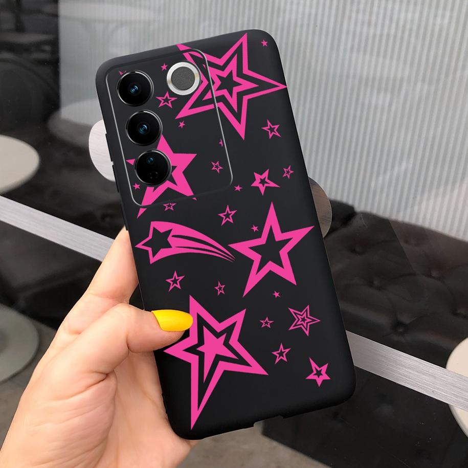 Чехол для Vivo V27 Pro Задняя крышка для Vivo V27e Модный чехол-фунда конфетного цвета с рисунком для Vivo V27 5G V 27e V27Pro V2237 V2230 Мягкий чехол