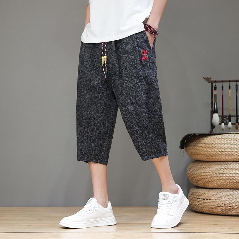 2025 Summer Japanese Kimono Traditional Shorts Mens Asian Clothing Pants Male Casual Loose Yukata Linen Wide Leg Trousers