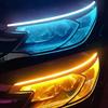 LED DRL Car Daytime Running Light Flexible Waterproof Strip Auto Headlights White Turn Signal Yellow Brake Flow Lights 12V