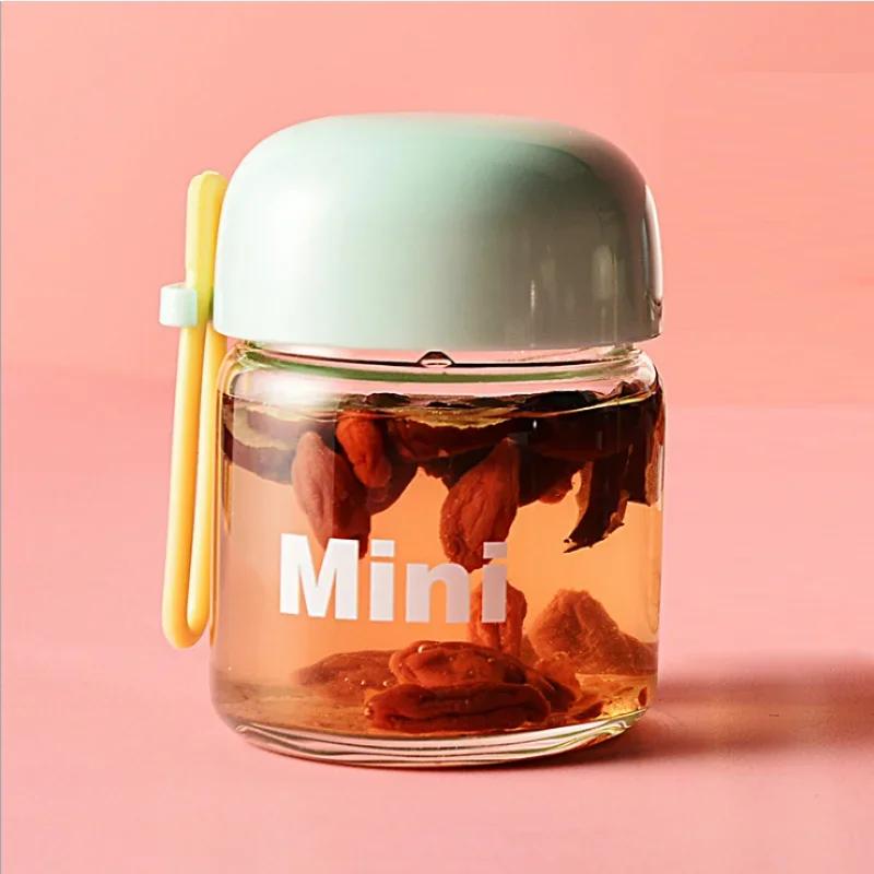Портативные мини-бутылки для воды из стекла объемом 150 мл, симпатичные мини-термостойкие стаканчики для воды для детей, студенческие питьевые бутылки с ручными веревочными стаканчиками
