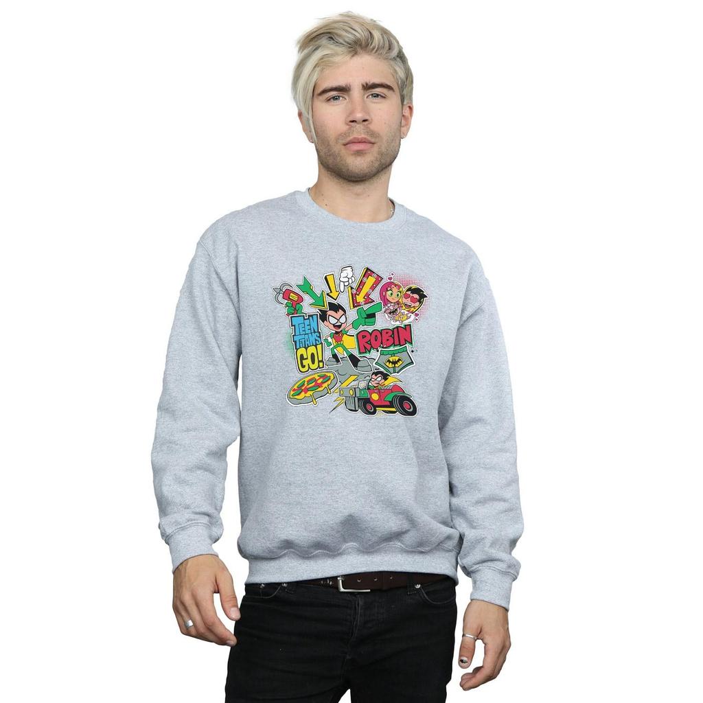 DC Comics Mens Teen Titans Go Robin Montage Sweatshirt