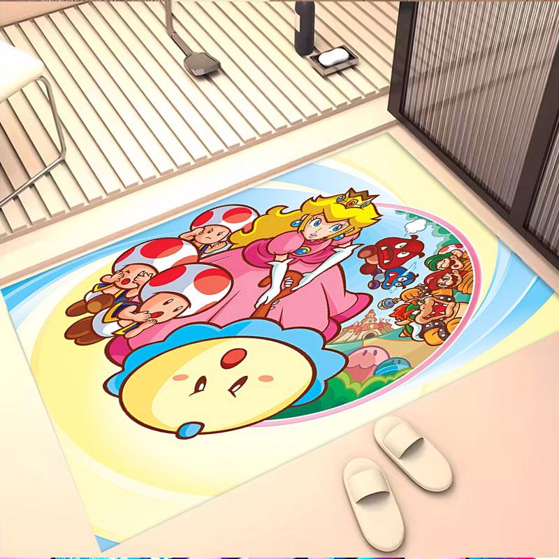 Princess Peach Toadstool Print Rug, Washable Floor Carpet, For Entryway Dorm Laundry Room Office Study, Home Decor Birthday Christmas Gift