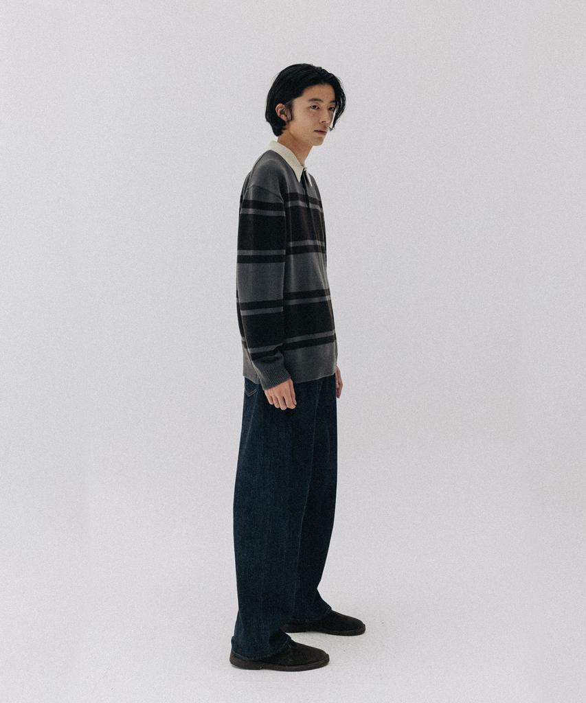 BLANKROOM Block Stripe Knit_Charcoal