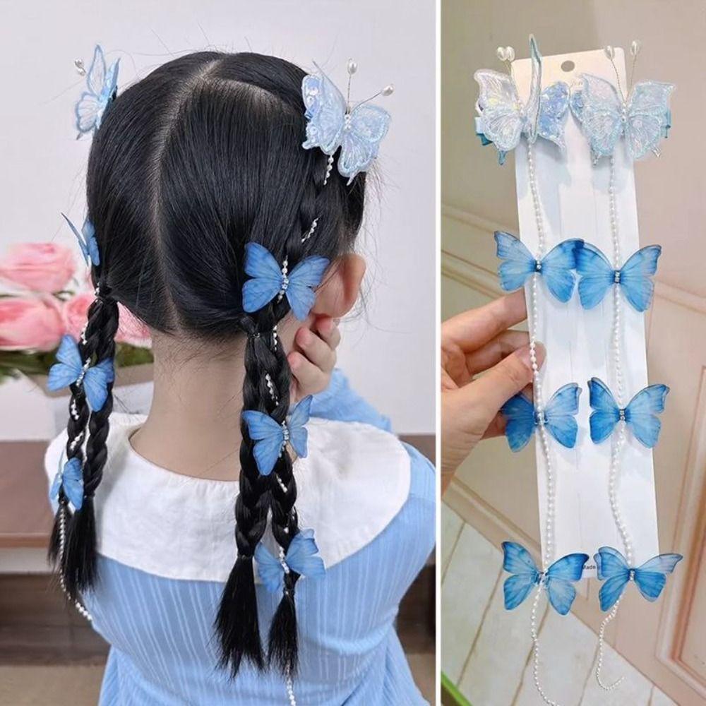Colorful Pearl Braided Hairpin Tassel Hair Clip Cute Braided Hair Chain
