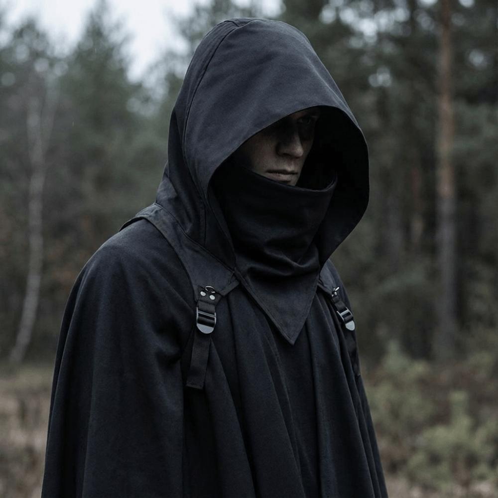 Role-playing Medieval Hooded Cloak Hat Cowl Style Cyberpunk Assassin Cosplay Cape Scarf  Photoshoot