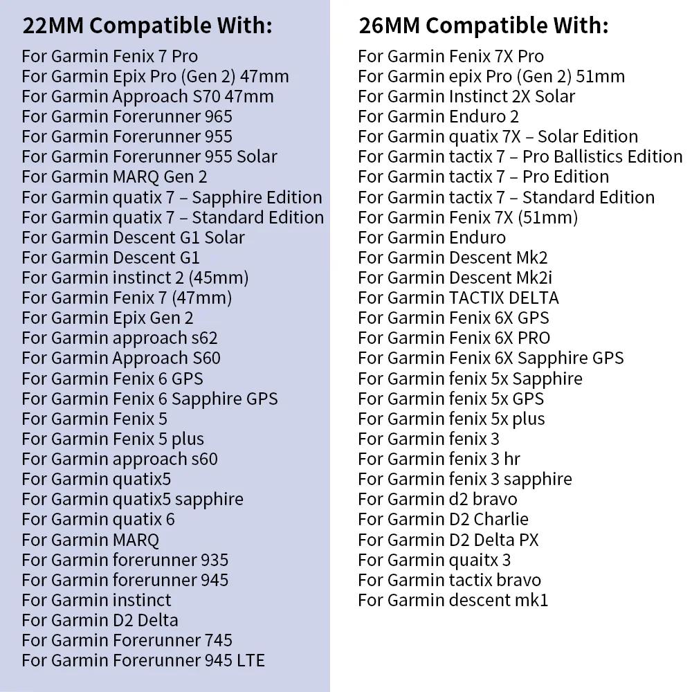Спортивный нейлоновый ремешок QuickFit 22 мм 26 мм для Garmin Fenix 6X 7X Pro/Epix Pro Gen2 51 мм 47 мм/Fenix 5 5XPlus forerunner 965