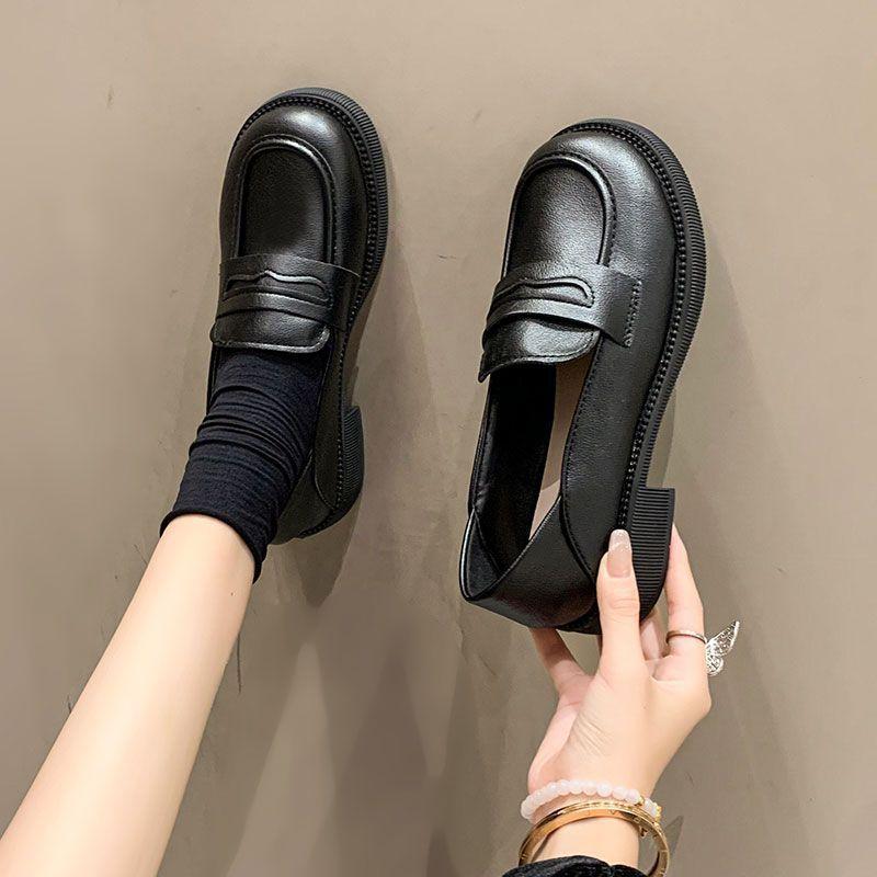 Soft Leather Small Leather Shoes Women's 2025 Summer British Style New Black Soft-soled Work Flat Spring and Autumn Comfortable Loafers