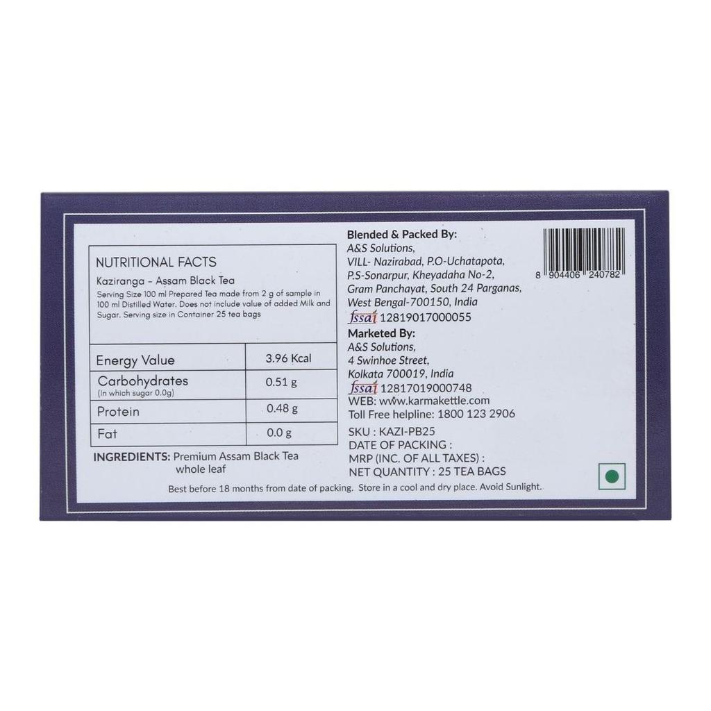 Assam Black Tea (25 Pak, 2 G), Kaziranga, Karma Kettle