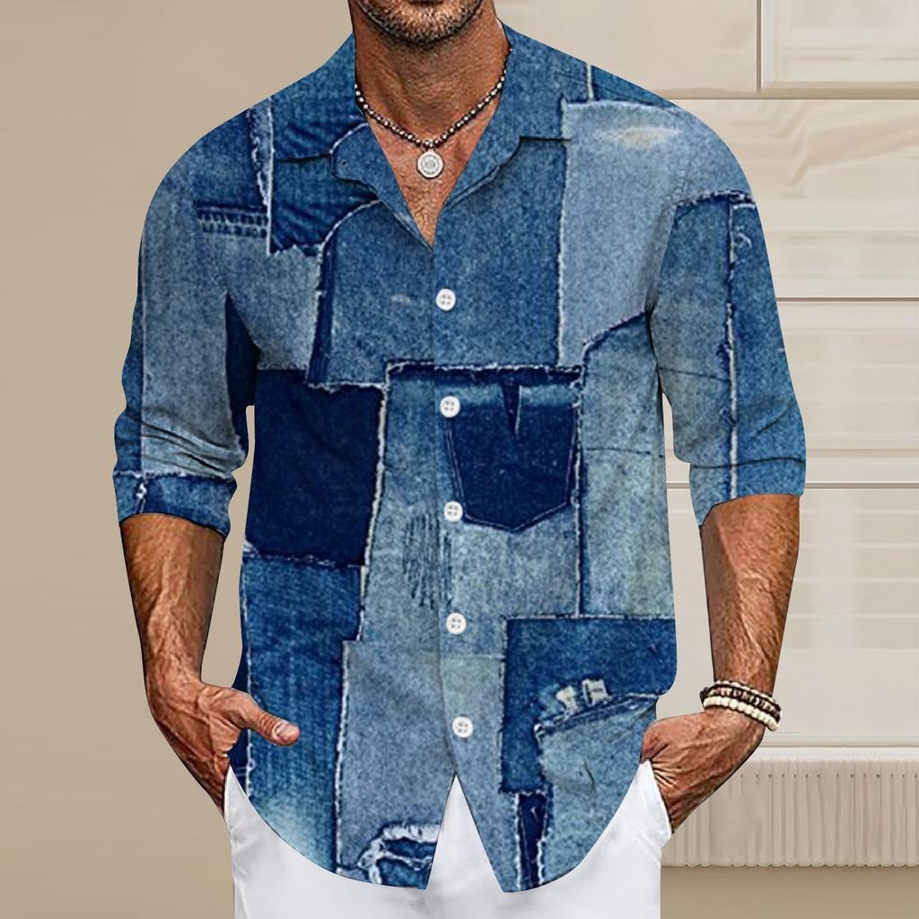 Мужская летняя новая свободная рубашка с длинным рукавом с принтом, кардиган, пляжная рубашка