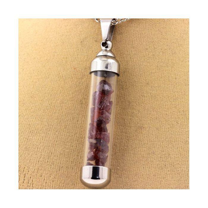 Stones and Minerals. Raw Rhodolite Garnet Necklace. 50 Mm Tube Model.