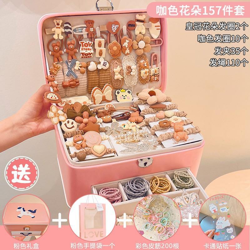 Premium Princess Hair Accessories Gift Set Girls Handmade Ties Clips Decorative Bands In Elegant Box