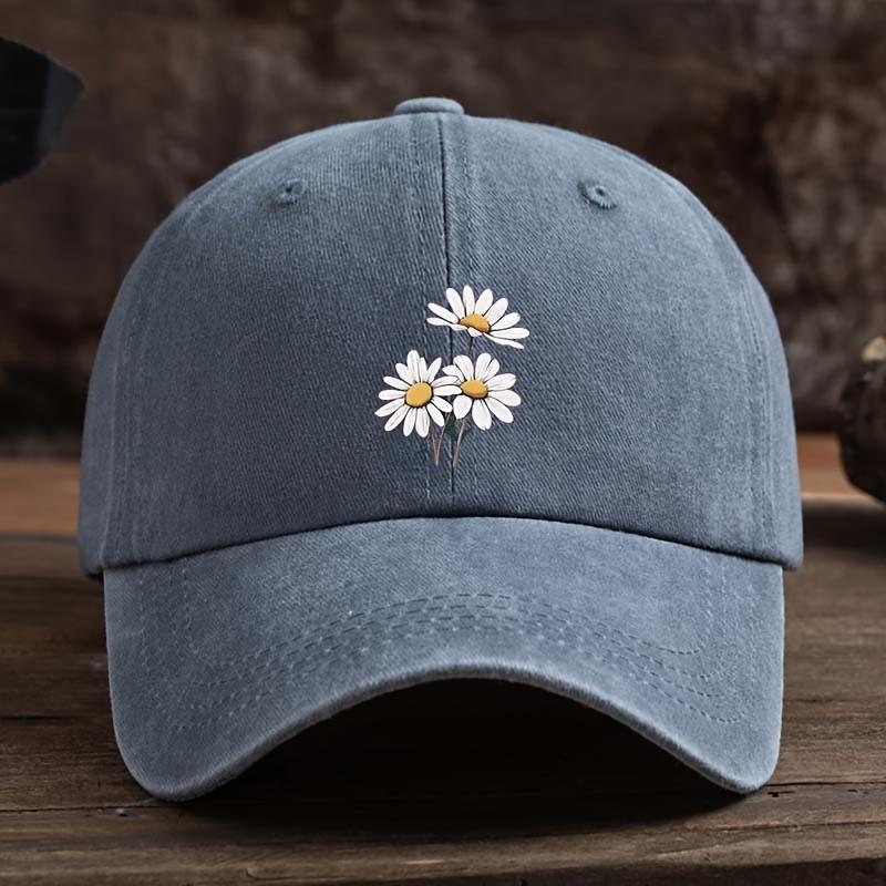 Three Daisy Print Baseball Caps for Men and Women, Outdoor Hats That Are Fashionable and Versatile,duckbill Caps That Are Trendy