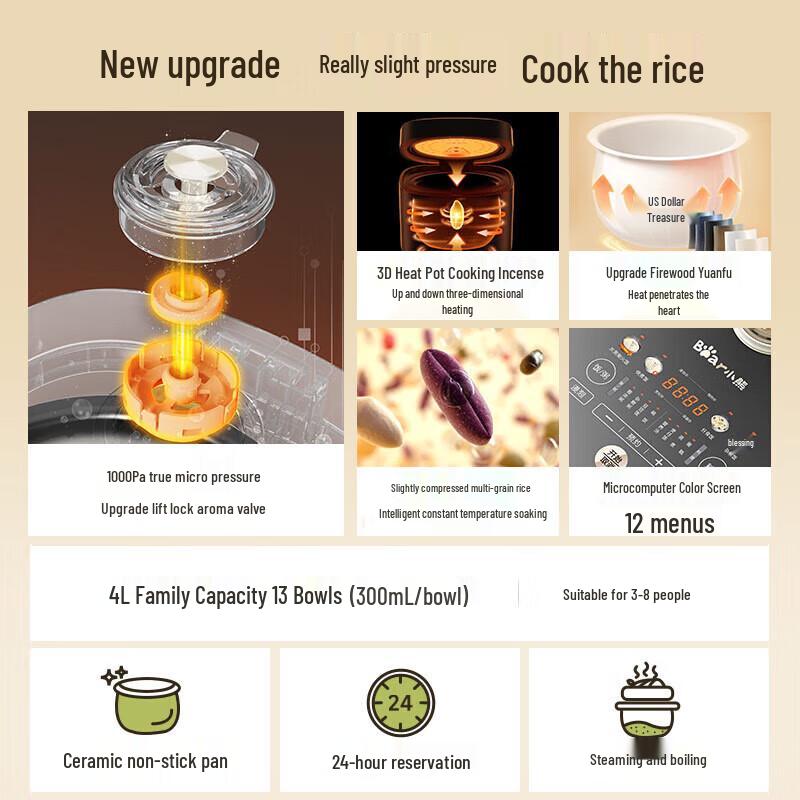 Little Bear DFB-D40N1 Smart 4L Rice Cooker CN plug (adapter included)