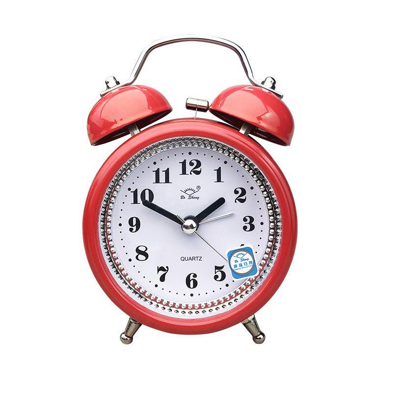 3in Fashionable Personalized Metal Bell Alarm Clock With Night Light Suitable For Students