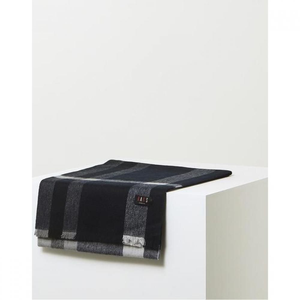 Daks Unisex Navy Check Wool Cashmere Blend Long Scarf Dbmu3fe80n2