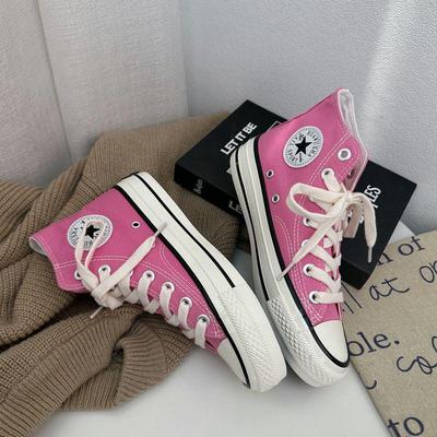 Женские модные розовые парусиновые кеды хайтопы 1970-х годов - Дышащие, универсальные, в корейском стиле