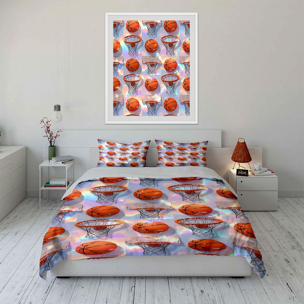 Basketball Hoop Print Bedding Set Bedding Duvet Cover Set Duvet Cover Pillowcases (1 * Duvet Cover 2 * Pillowcases, without duvet insert)