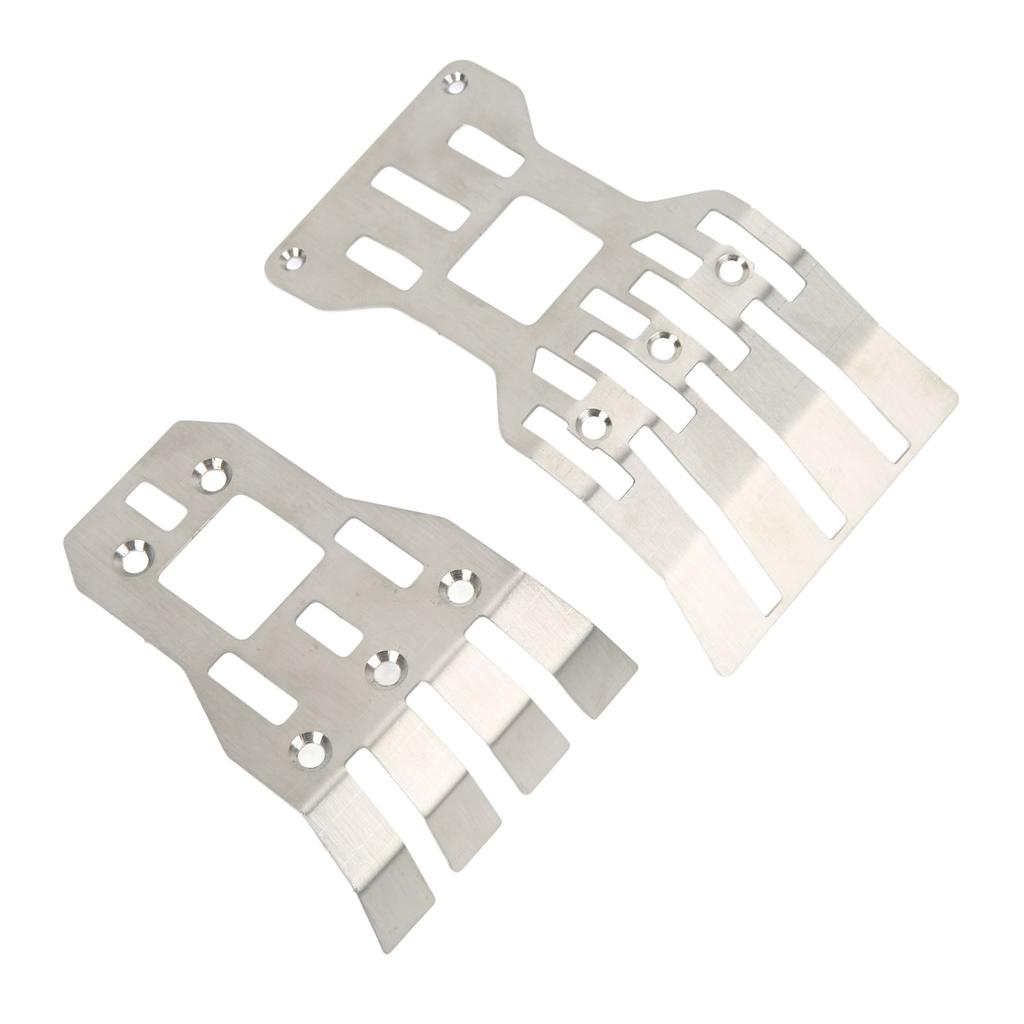 2Pcs RC Front Rear Chassis Skid Plates Stainless Steel Silver Armor Protection Plate RC Accessories