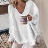 Женский свитер с V-образным вырезом, бисером, однотонный, осень-зима 2025