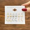 Retro Geometry Earrings Set Pearl Heart Leopard Earrings for Women Simple Gold Silver Metal Square Round Fashion Party Jewelry Gifts