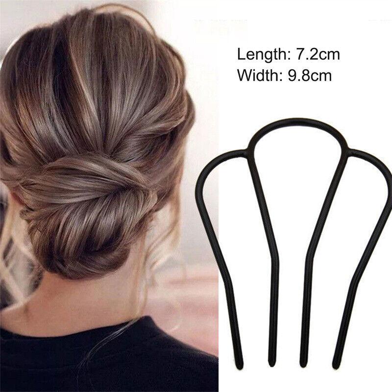 Women Hair Insert Comb Messy Bun Hair Pin Metal Wave Shape Hair Fork For Part*eh