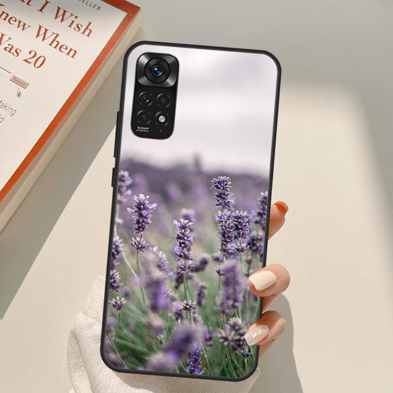 Чехол с цветком лавандового цвета для Xiaomi Redmi Note 11 10 9 8 Pro Note 11S 10S 9S 8T K50 K40 9A 9C 10A 10C