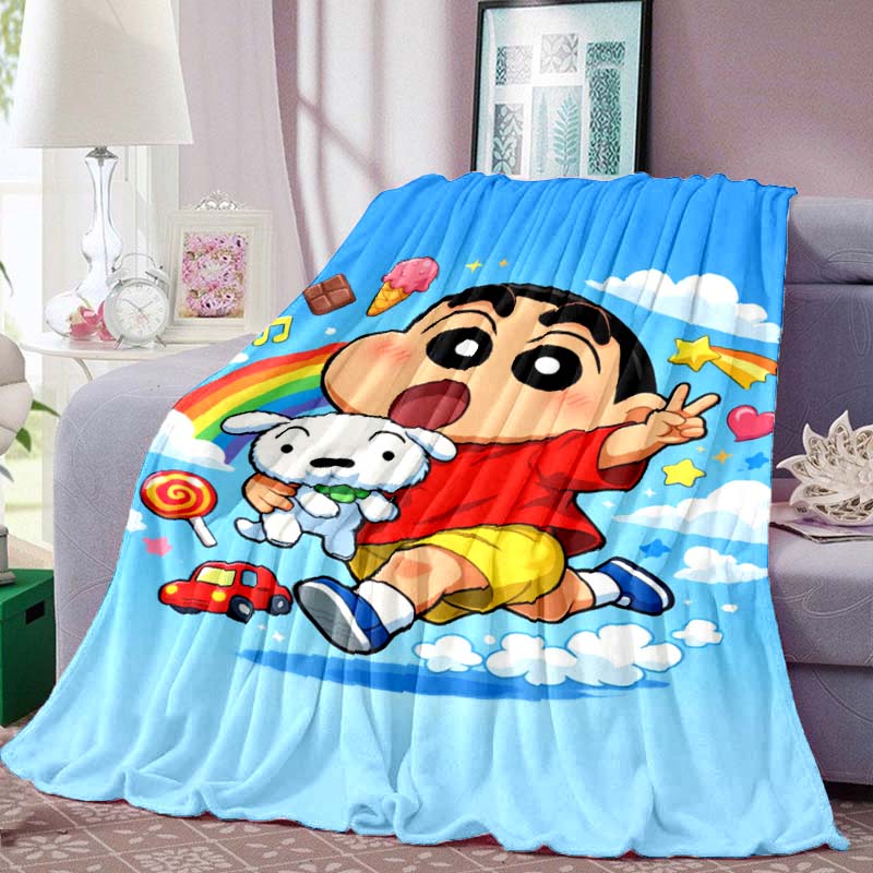 This Crayon Shin-chan cartoon blanket is made of warm and comfortable flannel and is suitable for bedrooms, sofas, beds, chairs,