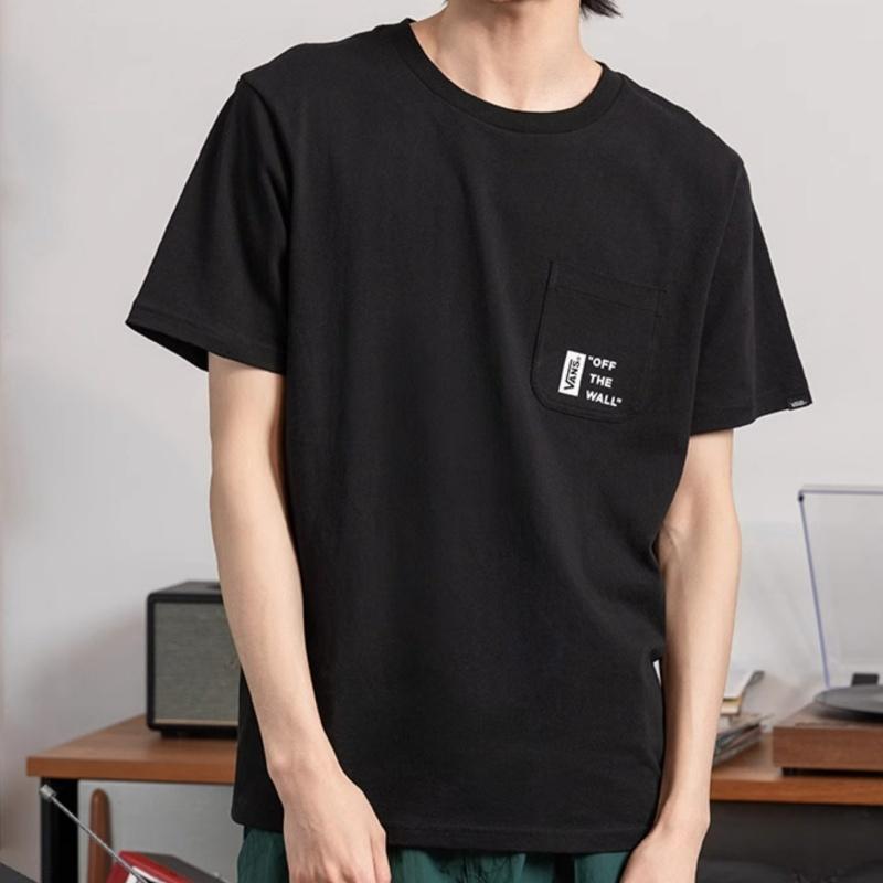 Vans Футболка прямого кроя с круглым вырезом и коротким рукавом с логотипом, мужские топы, черные VN000GQ6BLK