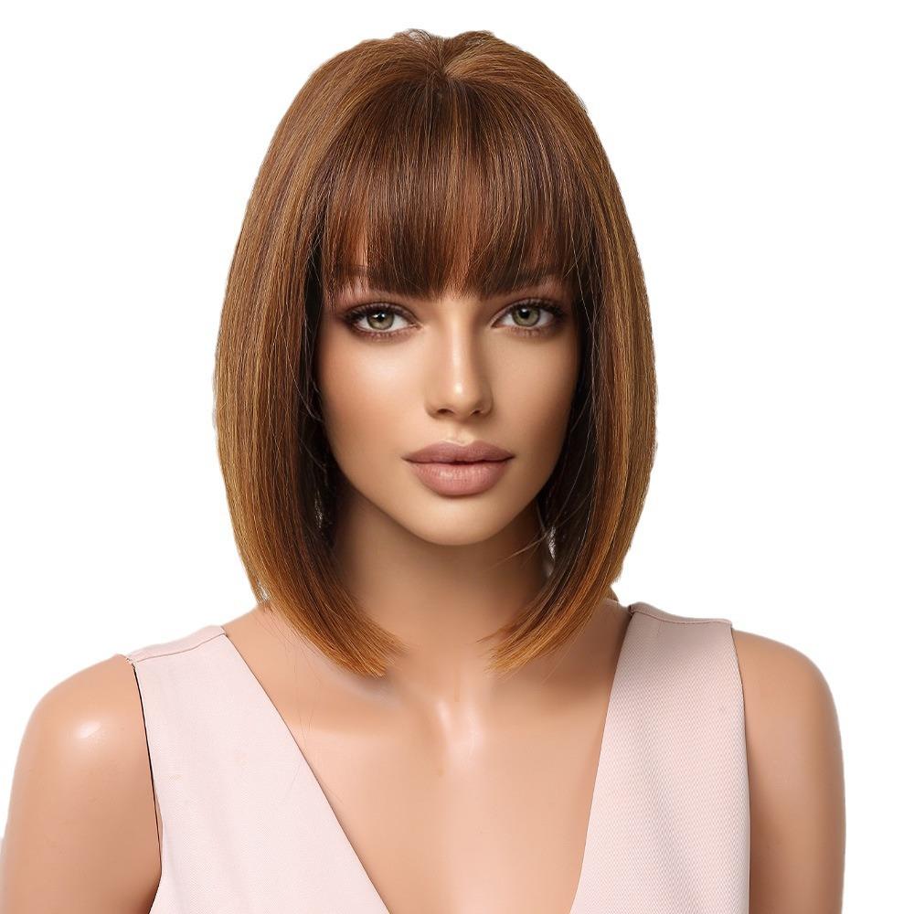 Постепенный переход серого цвета Бобо Голова Длина до плеч Парик Короткие волосы Полный капюшон