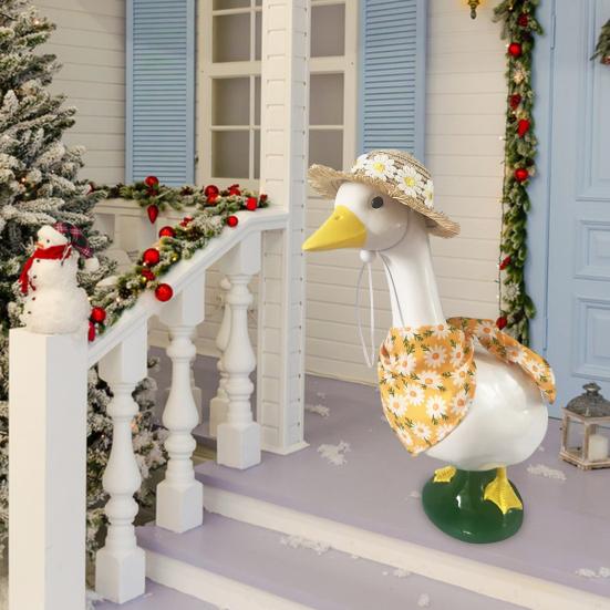 Пасторальный стиль Чепчик Гуся Треугольный шарф Цветочный узор Яркий цвет Костюм Гуся для крыльца Фермерский дом Фотореквизит