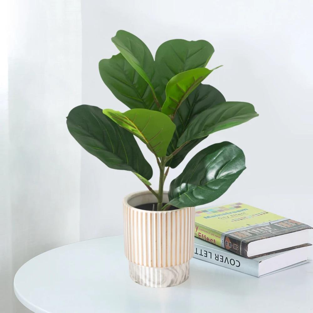 Пластиковые искусственные листья в форме скрипки фиговое дерево настоящее прикосновение искусственный фикус лирата растение домашний садовый декор