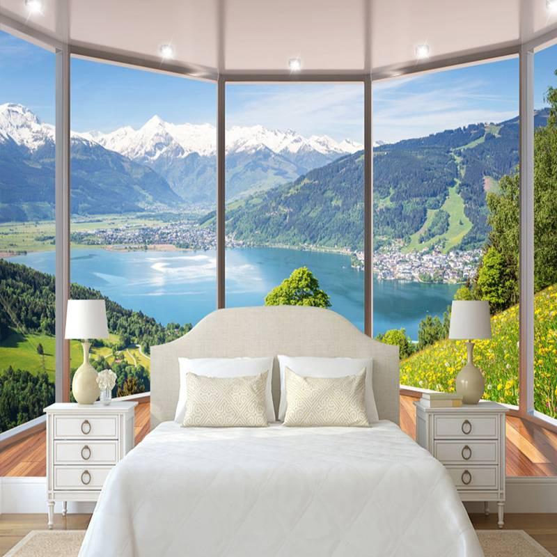 Современный творческий балкон 3d Фреска Потолок Окна Природные пейзажи Фотографии Обои Гостиная Спальня Украшение дома Фреска