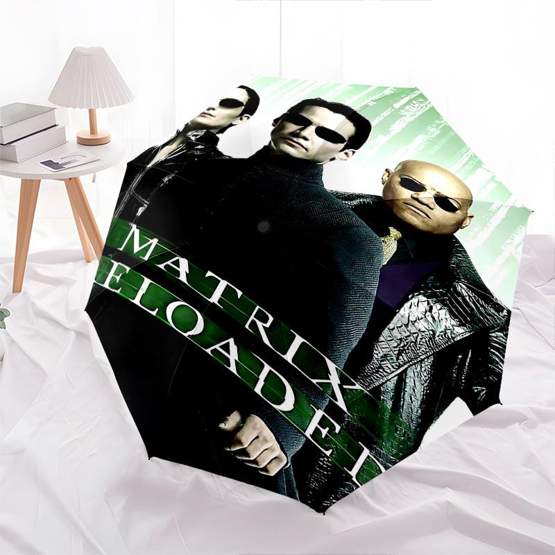 1pc Matrix Reloaded Automatic Folding Umbrella - Compact 8-Rib Design, Durable Plastic & Iron1162L
