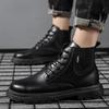 British Style Couple White Boots Comfortable High-Top Ankle Boots Men Leather Boot Lace-Up Flat Women's Cowboy Boots Botas Mujer