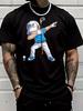 Unisex Crew Neck Tee Funny Golf Character Art Pattern Print Short Sleeve Oversized Male Daily Casual Soft Breathable Basic Wear Top
