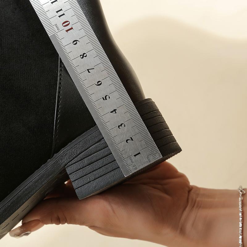 Fashion Autumn Winter Women Boots Low Heel Zipper Nude Boots for Women Fashion Platform Shoes for Women Black Ankle Boots Women Boots