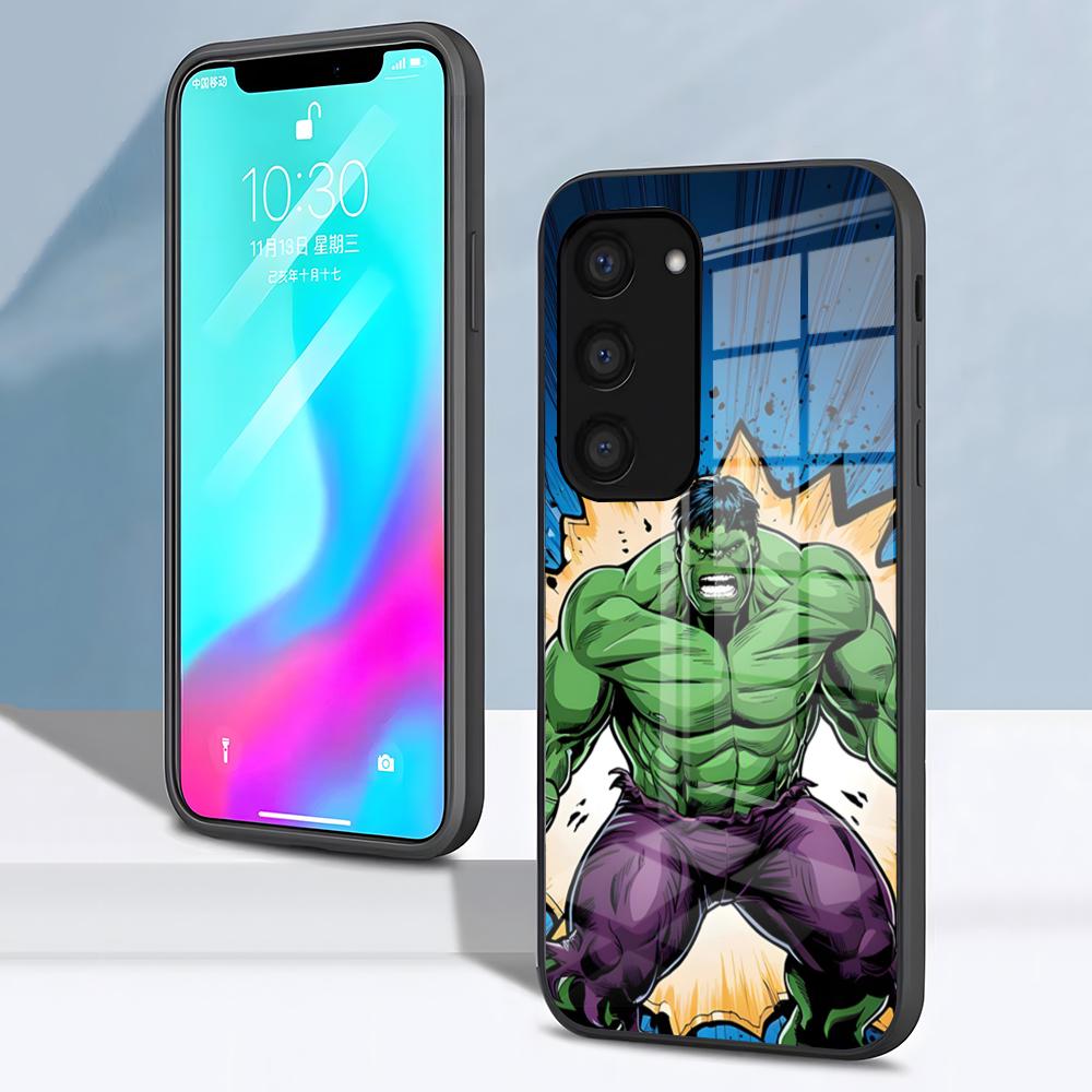 Superhero H-Hulk Phone Case For Samsung S26 S25 S24 FE S23 S22 S21 Plus S20 Ultra Note20Ultra Black Glass Cover