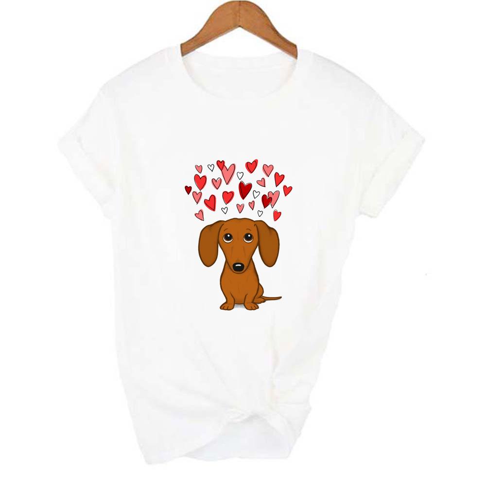Funny Dachshund Dog Print T-Shirts For Women Short Sleeve Y2K Top Harajuku Graphic T Shirt Kawaii Clothing Oversized Casual Tee