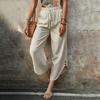 Женские брюки, регулируемые, с эластичной резинкой на талии, повседневные брюки, однотонные, широкие, свободные брюки, повседневная одежда