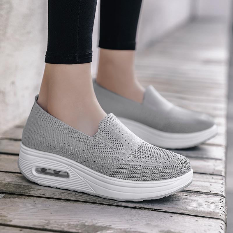2023 весенняя женская обувь, однотонная дышащая обувь Flyknit, женская спортивная обувь на один шаг, повседневная обувь с носком и открытым носком