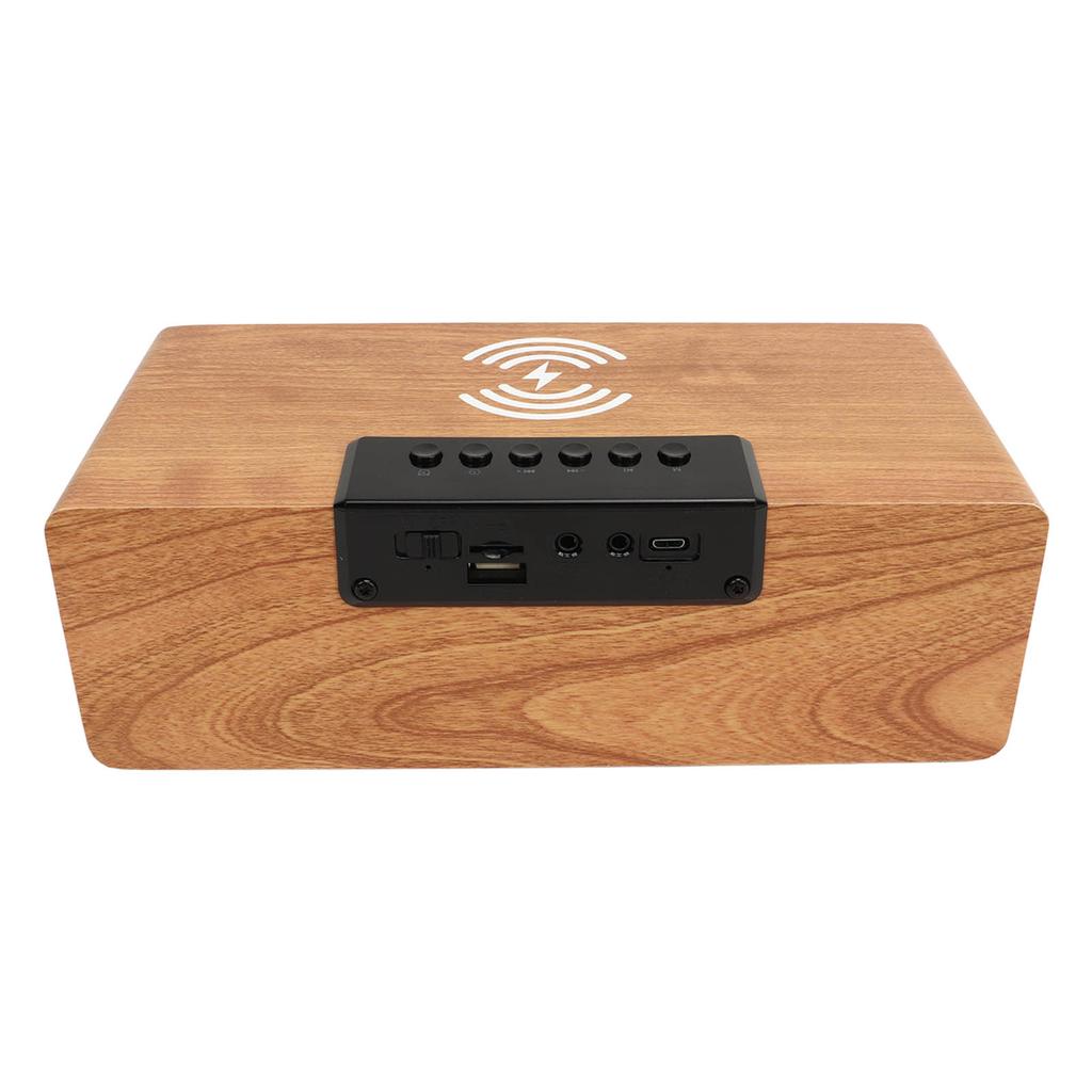 Деревянный Bluetooth-динамик-будильник с FM-радио, беспроводное зарядное устройство для телефона, будильник с Bluetooth